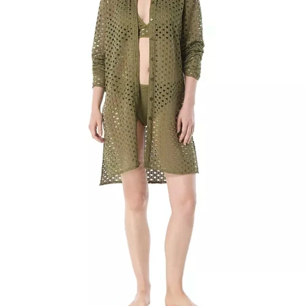 NWT Carmen Marc Valvo Women's Crochet Tunic Swim Cover-Up Small